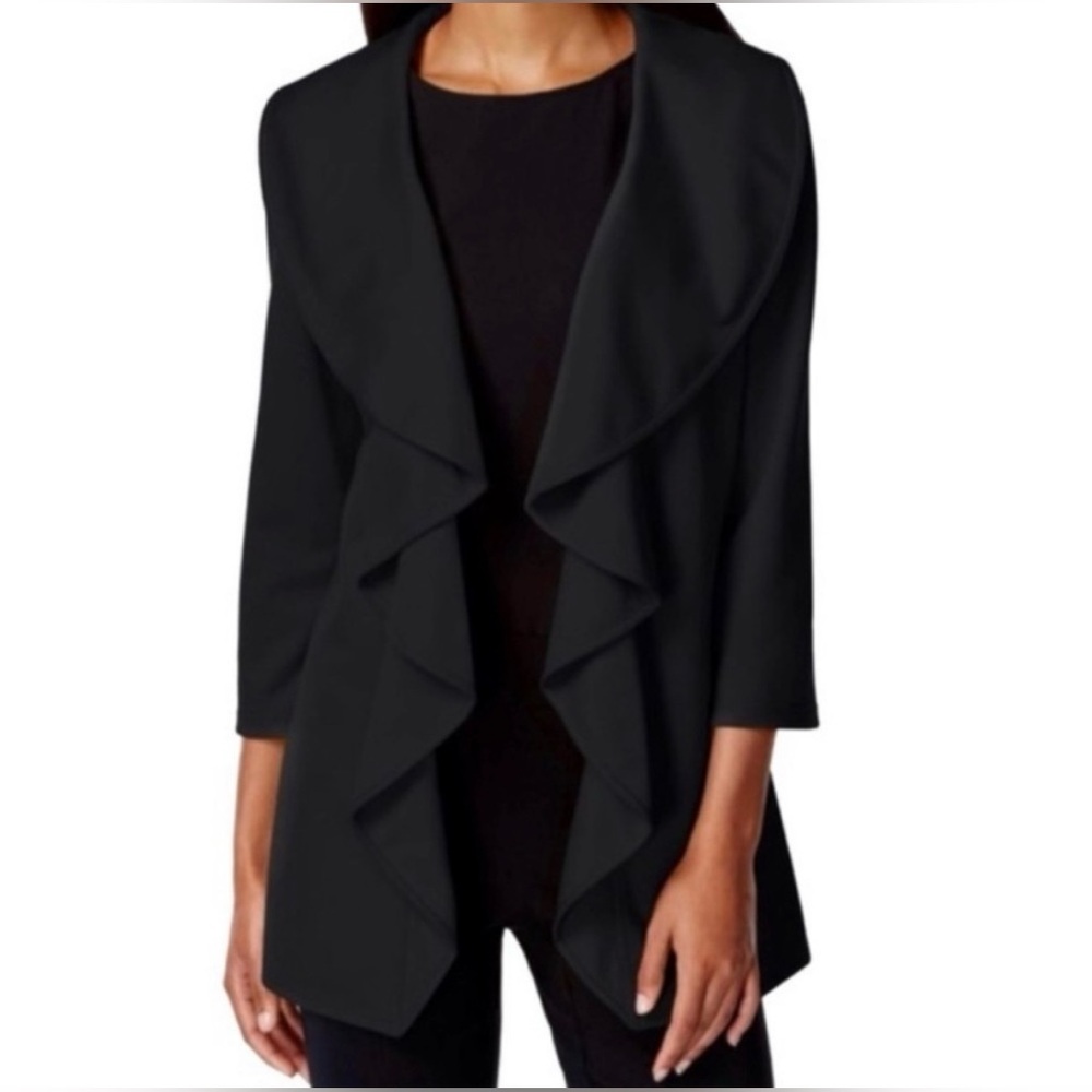Calvin Klein Black Ruffle-Front Blazer